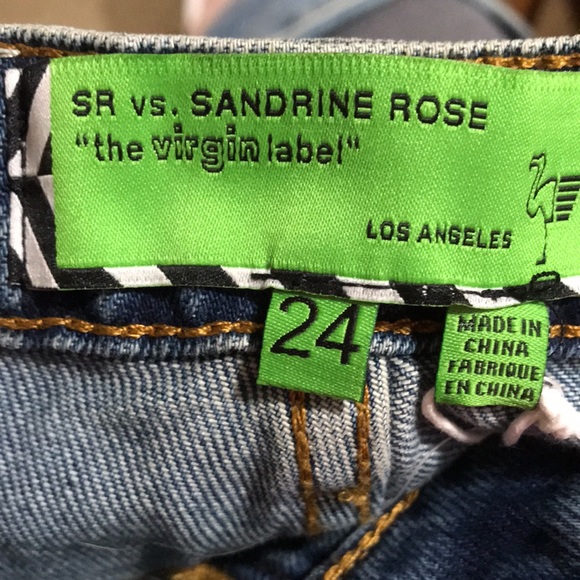 Sandrine Rose X Free People Distressed Denim Jeans Indigo Button Fly 24 NWT - Picture 6 of 7